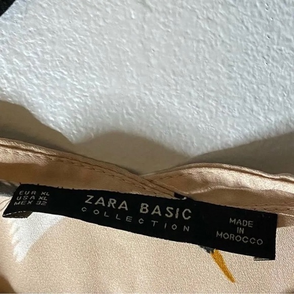 Zara basic long sleeve blouse with beautiful cranes sz XL - Picture 7 of 7